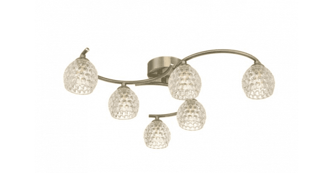 Där Lighting Nakita 6 Light Semi Flush Antique Brass With Dimpled Open Glass