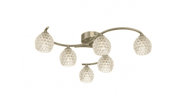 Nakita 6 Light Semi Flush Antique Brass With Dimpled Open Glass