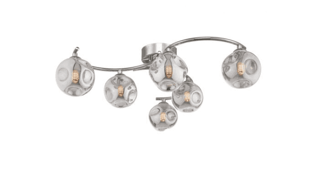 Där Lighting Nakita 6lt Semi Flush Polished Chrome With Closed Organic Smoked Glass