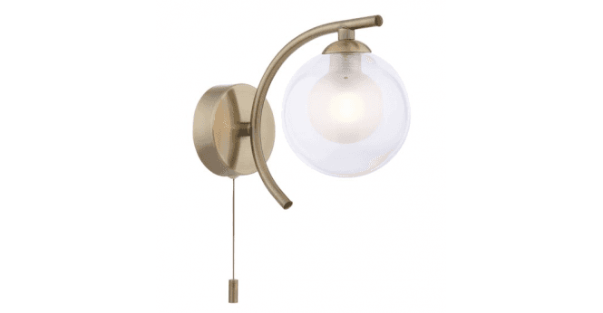 Där Lighting Nakita Wall Light Antique Brass With Clear/Opal Glass