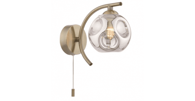 Där Lighting Nakita Wall Light Antique Brass With Closed Organic Smoked Glass