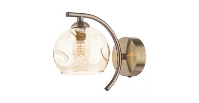Där Lighting Nakita Wall Light Antique Brass With Organic Amber Glass