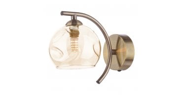 Nakita Wall Light Antique Brass With Organic Amber Glass