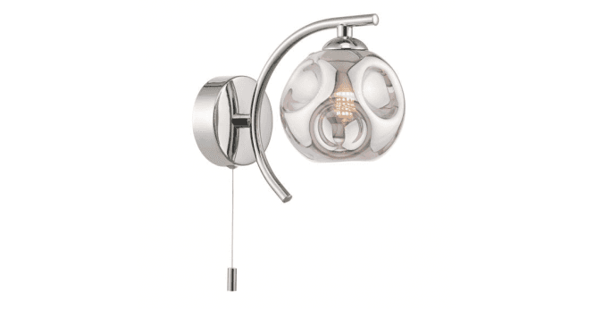 Där Lighting Nakita Wall Light Polished Chrome With Closed Organic Smoked Glass