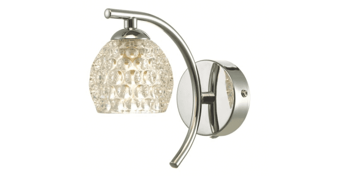 Där Lighting Nakita Wall Light Polished Chrome With Dimpled Open Glass