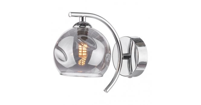 Där Lighting Nakita Wall Light Polished Chrome With Organic Smoked Glass