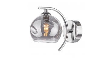 Nakita Wall Light Polished Chrome With Organic Smoked Glass