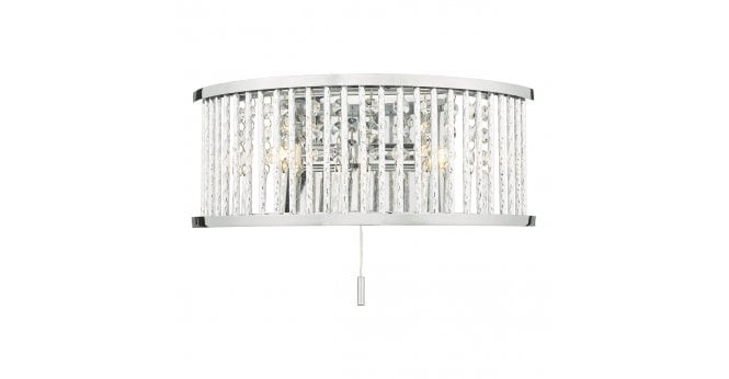 Där Lighting Nantes 2 Light Wall Light Polished Chrome Aluminium