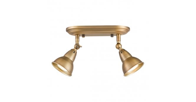 Där Lighting Nathaniel 2 Light Plate Spotlight Aged Brass