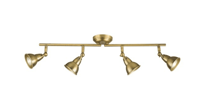 Där Lighting Nathaniel 4 Light Bar Spotlight Aged Brass