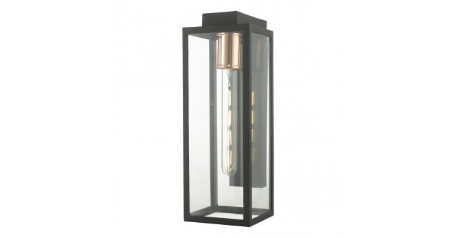 Där Lighting Naxos Outdoor Wall Light Black Glass IP43