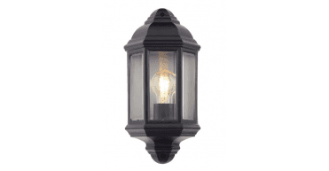 Nelson Outdoor Wall Light Matt Black and Glass IP44