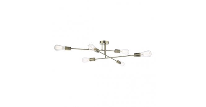 Där Lighting Neve 6 Light Flush Antique Brass
