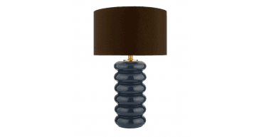 Niamh Table Lamp Blue Glass and Aged Bronze With Shade