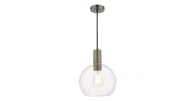 Där Lighting Nikolas Pendant Antique Chrome Round Clear Glass