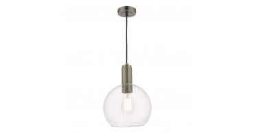 Nikolas Pendant Antique Chrome Round Clear Glass
