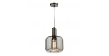 Nikolas Pendant Antique Chrome Smoked Glass