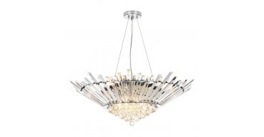 Nimbus 9 Light Chandelier Crystal and Polished Chrome
