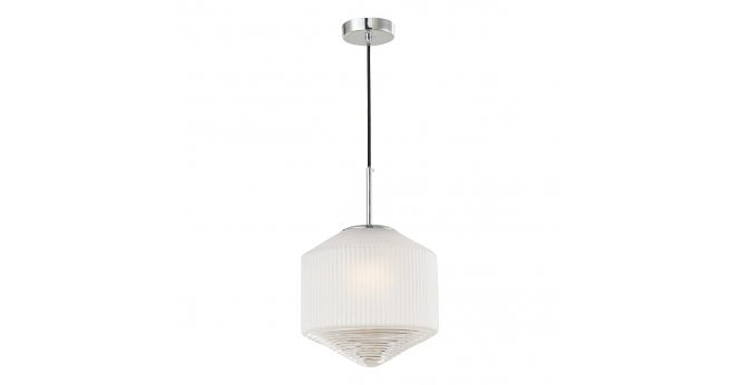 Där Lighting Nisha 1 Light Pendant Polished Chrome And Frosted/Clear Glass