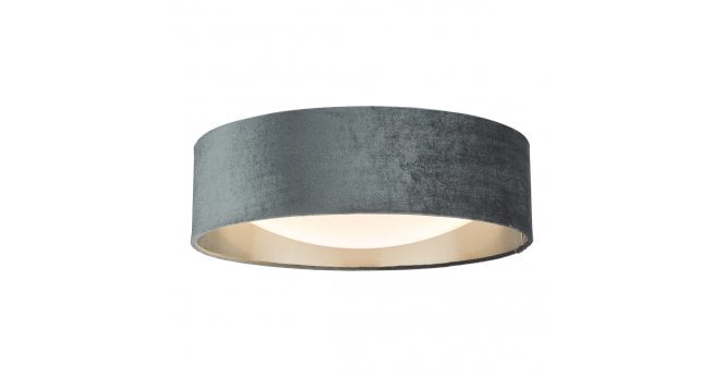 Där Lighting Nysa 2 Light Flush Velvet Dark Grey Shade 40cm