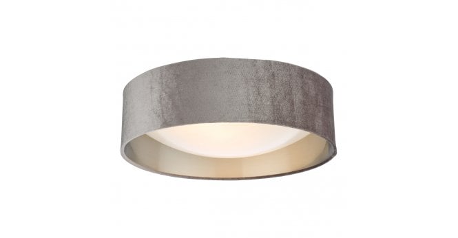 Där Lighting Nysa 2 Light Flush Velvet Warm Grey Shade 40cm