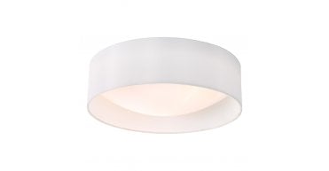 Nysa 2 Light Flush White Faux Silk 40cm
