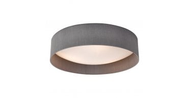 Nysa 3 Light Flush Grey Faux Silk 60cm