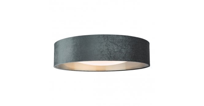 Där Lighting Nysa 3 Light Flush Velvet Dark Grey Shade 60cm
