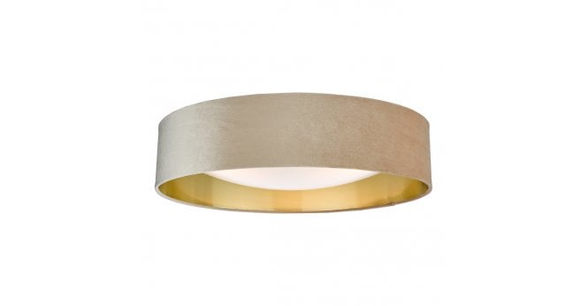 Där Lighting Nysa 3 Light Flush Velvet Taupe Shade 60cm