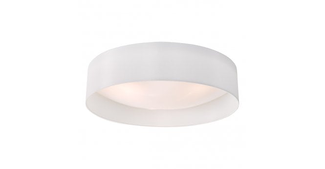 Där Lighting Nysa 3 Light Flush White Faux Silk 60cm
