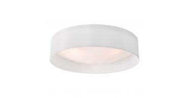 Nysa 3 Light Flush White Faux Silk 60cm