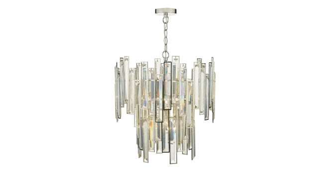 Där Lighting Odile 6 Light Pendant Champagne Crystal Polished Nickel Frame
