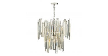 Odile 6 Light Pendant Champagne Crystal Polished Nickel Frame