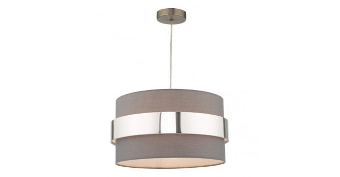 Där Lighting Oki Easy Fit Grey Shade with Chrome Band