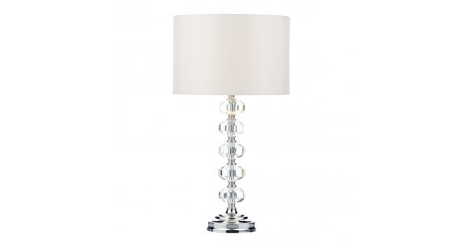 Där Lighting Oleana Table Lamp Polished Chrome Crystal With Shade