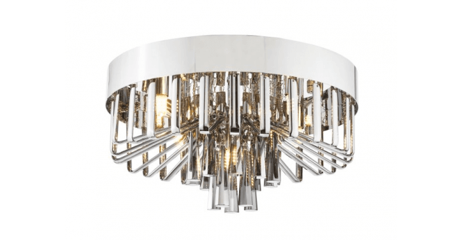 Där Lighting Olin 5 Light Flush Polished Chrome and Smoked Glass