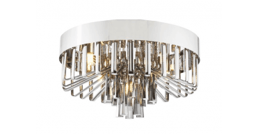 Olin 5 Light Flush Polished Chrome and Smoked Glass