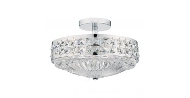 Olona 3 Light Semi Flush Polished Chrome Crystal Beads and Glass Diffuser