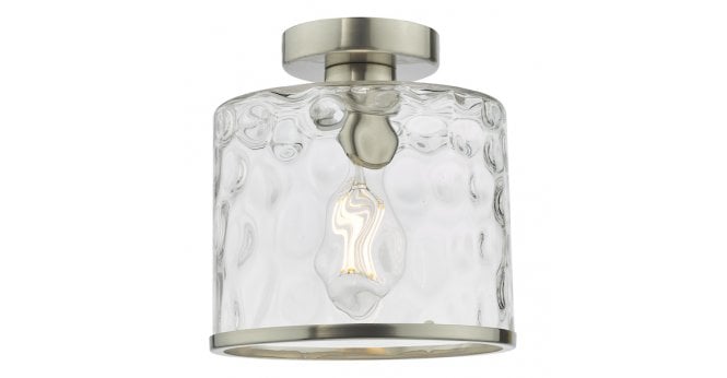 Där Lighting Olsen Semi-Flush Satin Chrome and Glass