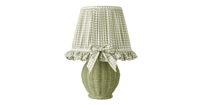 Där Lighting Omer Table Lamp Matt Green and Antique Brass With Shade