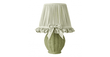 Omer Table Lamp Matt Green and Antique Brass With Shade