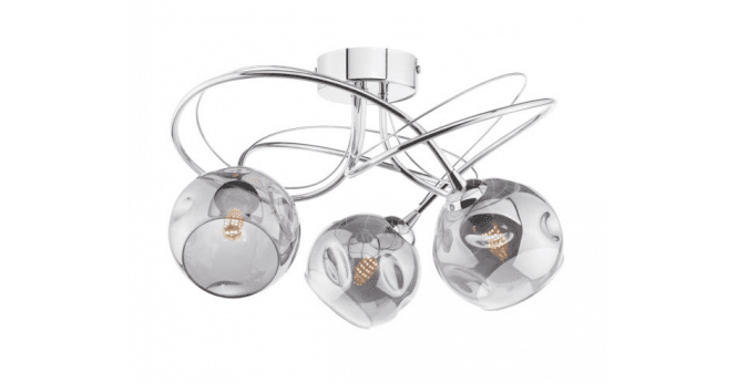 Där Lighting Onawa 3 Light Semi Flush Polished Chrome With Organic Smoked Glass