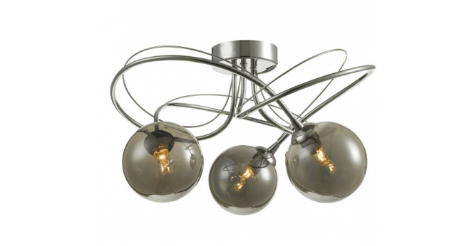 Där Lighting Onawa 3 Light Semi Flush Polished Chrome With Smoked Glass