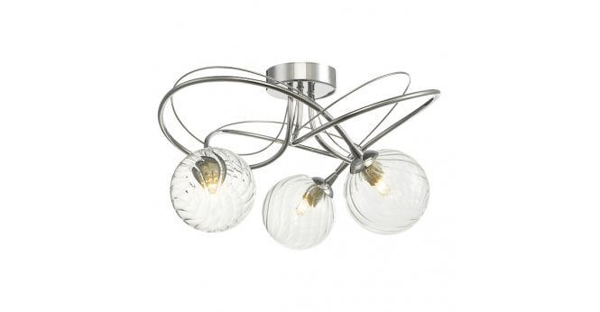 Där Lighting Onawa 3 Light Semi Flush Polished Chrome With Twisted Glass