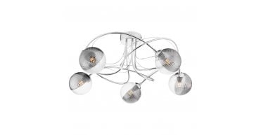 Onawa 5lt Semi Flush Polished Chrome With Smoked/Clear Ribbed Glass