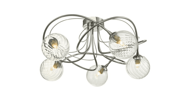 Där Lighting Onawa 5lt Semi Flush Polished Chrome With Twisted Glass