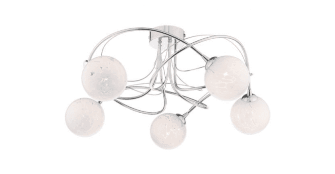 Där Lighting Onawa 5lt Semi Flush Polished Chrome With White Confetti Glass