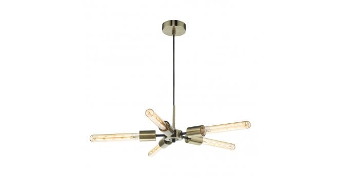Där Lighting Onika 5 Light Pendant Antique Brass Matt Black