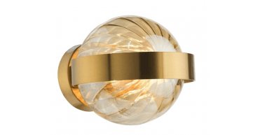 Ophira Wall Light Antique Gold and Amber Ribbed Glass