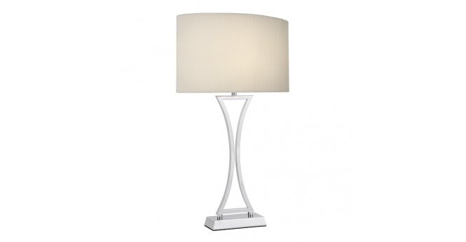 Där Lighting Oporto Table Lamp Polished Chrome With Cream Shade